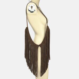 BOHO Suede Chocolate Brown Leather Fringes MULTIWAY Accessorie Western Belt L